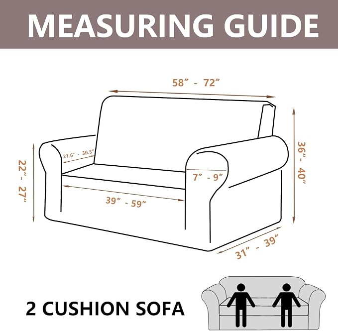 Stretch Couch Covers for 2 Separate Cushion Couch Sofa - Floral Printed Couch Sofa Cover ,Washable Sofa Slipcover,Pet Friendly Furniture Protector with Elastic Bottom,Universal Fit for Home(Loveseat)