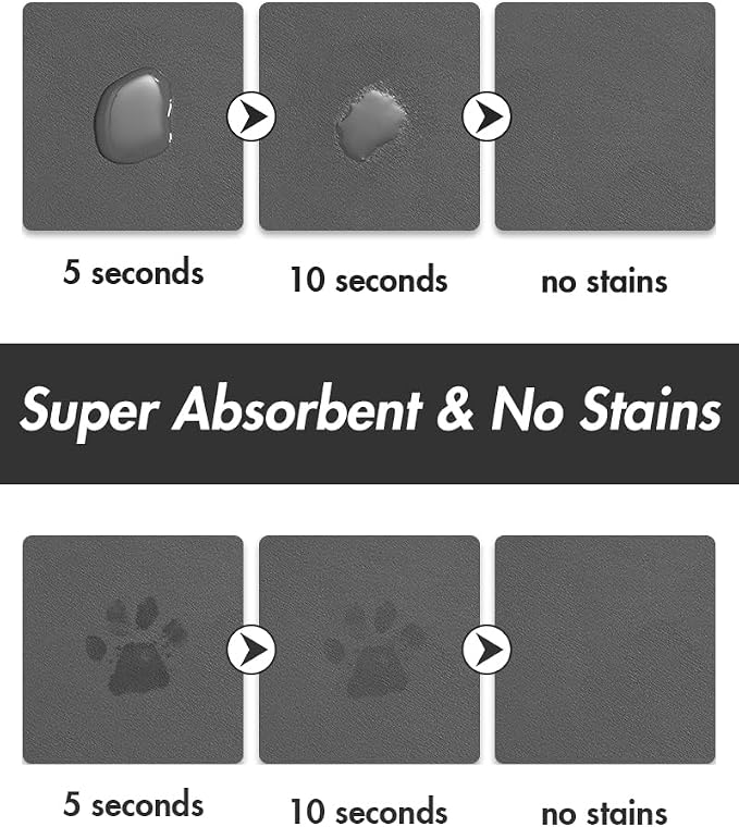 Absorbent Dog Mat for Food & Water Bowl - Quick Dry Pet Feeding Mat, No Stains, Ideal for Messy Drinkers