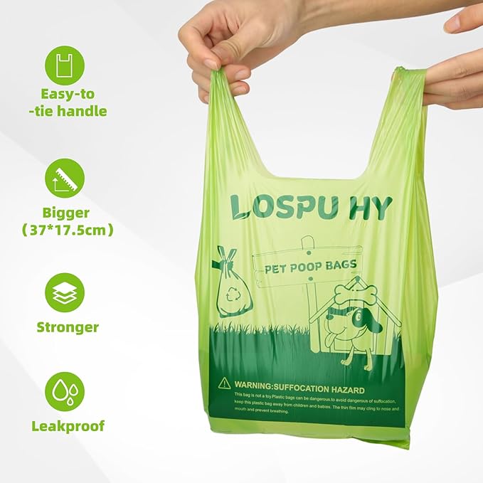 Poop Bags for Dogs, 300 Count Dog Poop Bags with Handles, Extra Thick Strong Leak Proof Doggie Waste Bag for Waste Refuse Cleanup, Outdoor Puppy Walking and Cats Litter