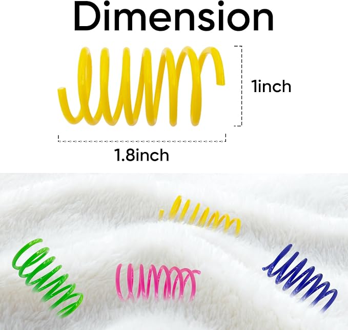Cat Springs Toys 60 Packs for Indoor Cats,Colorful & Durable Plastic Spring Coils Attract Cats for Swatting Biting Hunting Interactive Cat Toys
