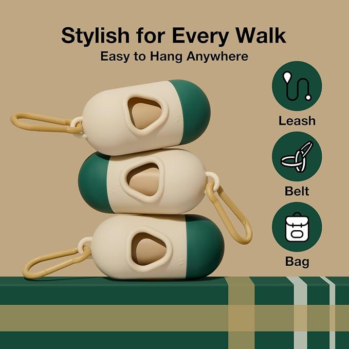 VETRESKA Dog Poop Bag with Dispenser, Leak Proof and Extra Thick Pet Waste Bags for Dog Walking and Cat Litter, Sandalwood & Almond Scented, 105 Count