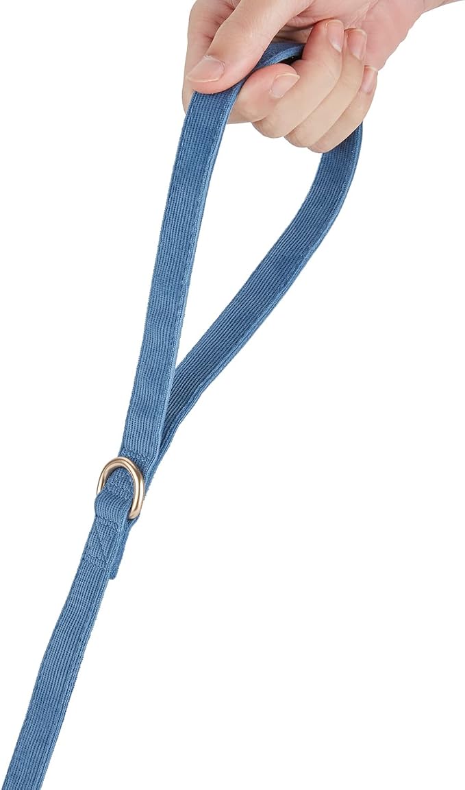 Soft Cotton Dog Leash, 5 Ft Heavy Duty Corduroy Dog Leashes with Gold Metal Hook for Small Medium Large Dogs,Medium,Dark Blue