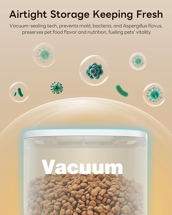Automatic Dog Feeder for Large Breed, 15L/ 63Cups Vacuum-Sealed Airtight 100% Fresh Timed Home Auto Pet Feeder, Anti-Clog Pet Food Dispenser, 2-22mm Kibble, Voice Record, Dual Power, Stainless Steel
