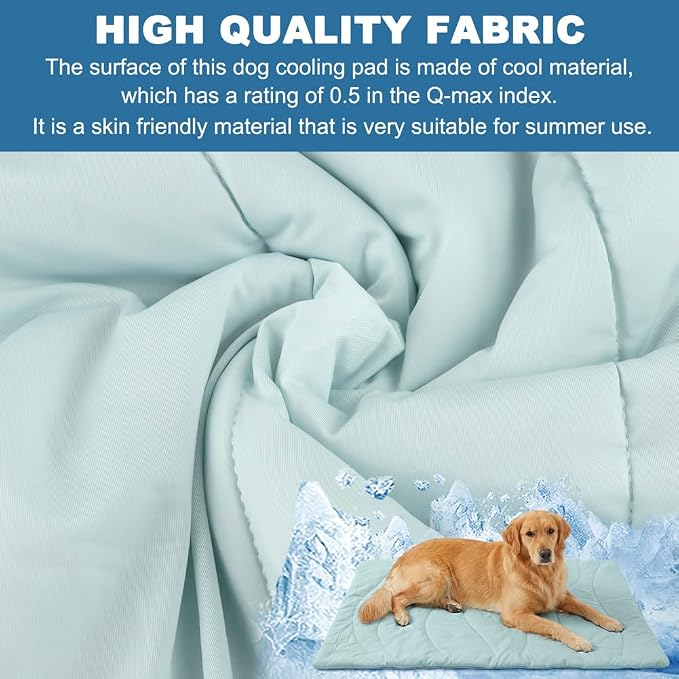 Dog Cooling Mat for Large Dogs, Double-Sided Waterproof & Cool(Q-Max>0.5),Portable Dog Cooling Mat for Summer(L/27.95 * 48 inch)