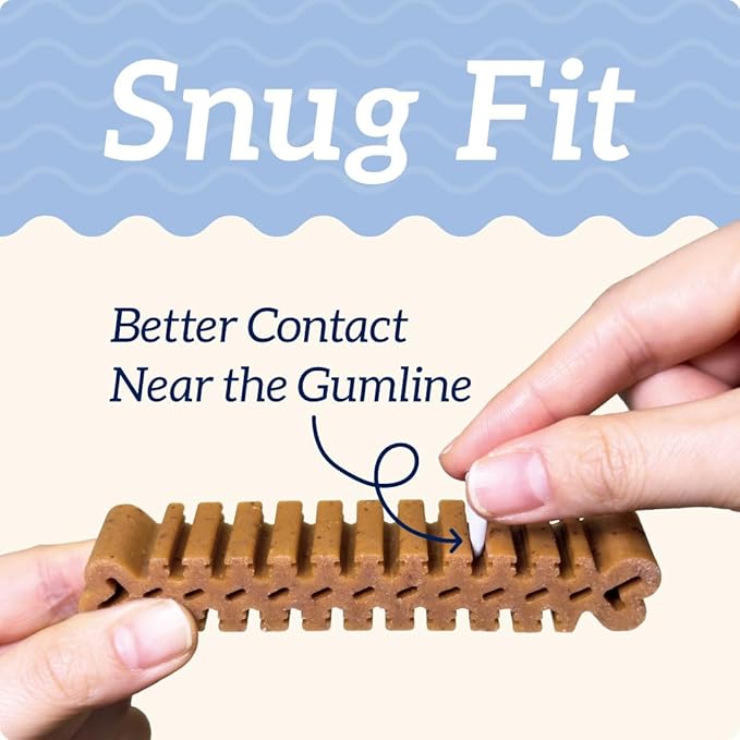 Groovies Gentle & Flexible Senior Dog Dental Chews, Contact-Cleaning Design Supporting Tartar Control & Fresh Breath, Oral Care Treats, USA Manufactured, Patented DentalFit Tech, XLarge Dogs, 4 Chews