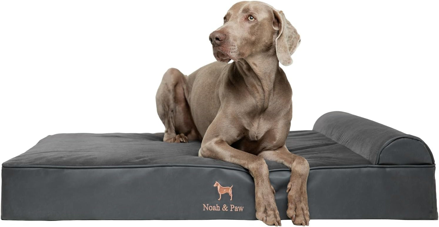 NOAH & PAW XL Dog Bed, 45x35x9.1 Inch, Orthopedic Large Dog Beds, Eggshell Memory Foam Infused with Cooling Gel, Water Resistant, Machine Washable, Includes Inner Cover (Faux Leather)