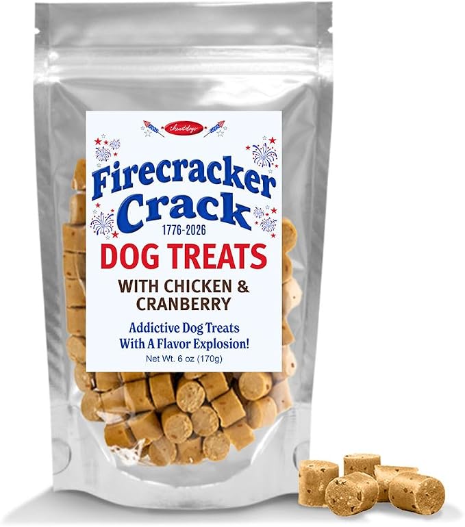iHeartDogs Firecracker Dog Treats - Healthy Treats with Chicken & Cranberry - Helps Feed Hungry Shelter Dogs in Need, 6oz