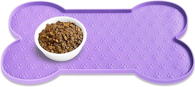 PWTAA Dog Food Mat Anti-Slip Silicone Dog Bowl Mat Thicker Pet Placemat Waterproof Cat Feeder Pad with Raised Edge Puppy Kitten Feeding Mats Suitable Small Medium-Sized Dogs Cats Eating Tray
