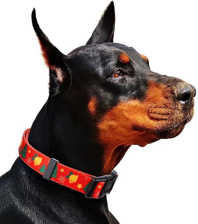 Holiday Christmas Festival Dog Collars M(Neck 13.1"-19", Width 3/4")