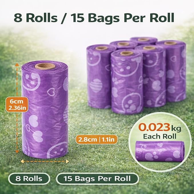 BPI Certified Compostable Dog Poop Bags 120 Count, Extra Thick Leak-Proof Pet Waste Bags, ASTM D6400 Biodegradable, 9 x 13 Inches for Small & Large Dogs