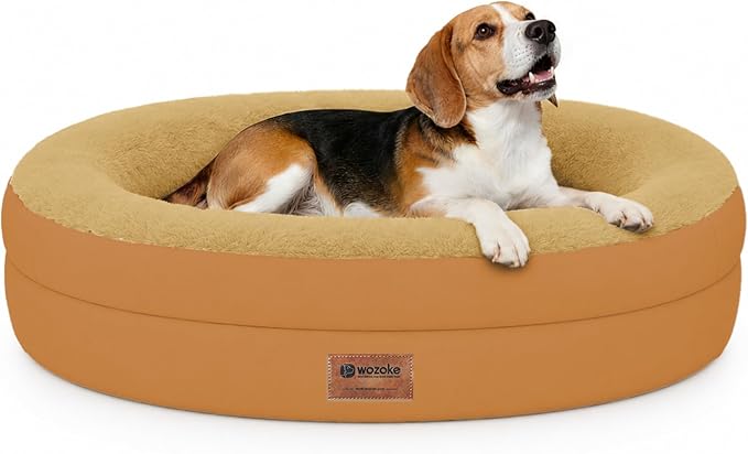 Orthopedic Dog Bed for Medium Dogs, Waterproof Dog Bed with Removable Bolsters, Egg Crate Foam Pet Couch for Medium Size Dog with Machine Washable Cover & Non-Slip Bottom, Orange