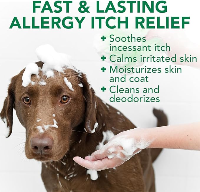 Vet's Best Allergy Itch Relief Dog Shampoo, Oatmeal Dog Shampoo for Itchy Skin, Cleans and Relieves Discomfort from Seasonal Allergies, Anti Itch Dog Soap, 16 Oz