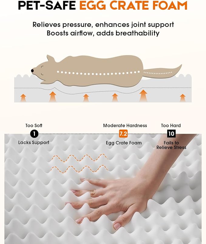 Upvilla XXL Orthopedic Dog Bed, Four-Sided Cushioned Egg-Shaped Foam Dog Sofa, Waterproof Removable Cover, Pet Sofa Bed with Non-Slip Base, Giant Dog Bed,Brown