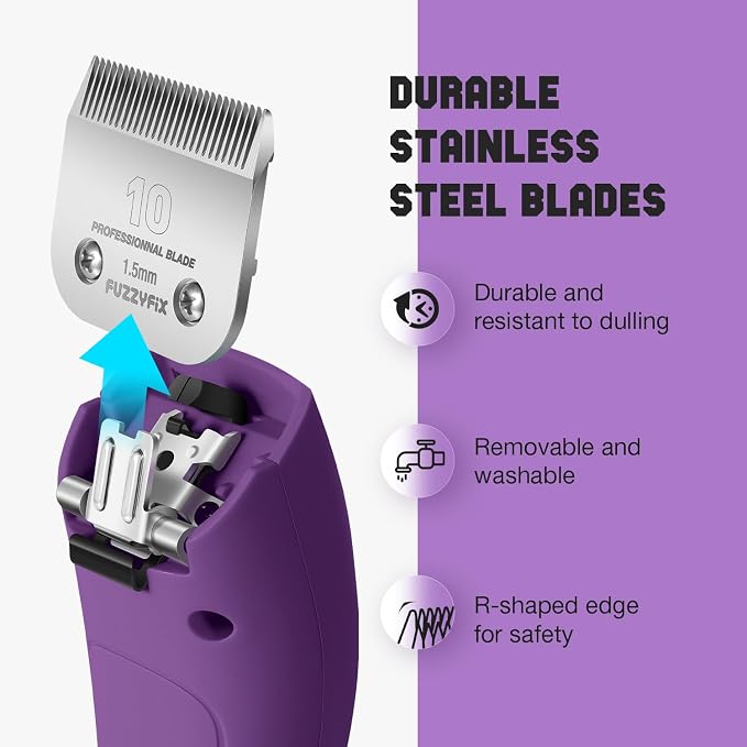 Professional Dog Clippers for Grooming, 2 Speed Pet Grooming Kit with Detachable Metal Blade for Thick Curly Matted Coats Low Noise Heavy Duty Cordless Hair Trimmer