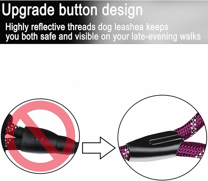 Dog Leash 6 FT, Durable Premium Quality Strong Training Rope Slip Leash with Comfortable Padded Handle and Highly Reflective Threads for Small Medium and Large Dogs, (Wine Red)