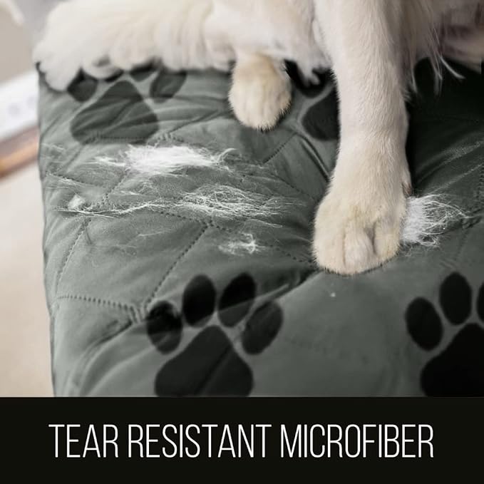 Sofa Shield® Couch Slip Covers for Dogs, Reversible Furniture Protector with Strap, Stain and Tear Resistant Cushion Cover, 88 inch Seat, Machine Washable Slipcover Pets, Cats, Gray Black