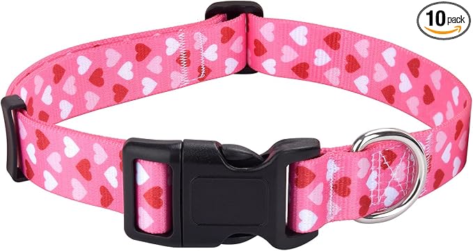 Mihqy Dog Collar - Adjustable Heart Dog Collar - Love Theme - Perfect for Small Medium Large Dogs(Pink Heart,M)