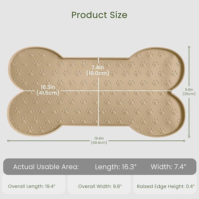 PWTAA Dog Food Mat Anti-Slip Silicone Dog Bowl Mat Thicker Pet Placemat Waterproof Cat Feeder Pad with Raised Edge Puppy Kitten Feeding Mats Suitable Small Medium-Sized Dogs Cats Eating Tray