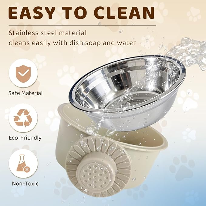 2Pcs Pets Lightweight Stainless Steel Bowl,Removable Stainless Steel Pet Hanging Food Water Feeder Bowl for Puppy Dog Cat Rabbit Ferret Bird Gunea Pigs (Medium)