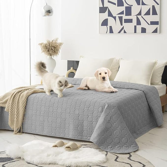 Tcksstex Waterproof and Anti-Slip Dog Bed Cover and Pet Blanket Sofa Pet Bed Mat ，car Incontinence Mattress Protectors Furniture Couch Cover for Most Cats Dogs, Pets（82x82- Light Grey）