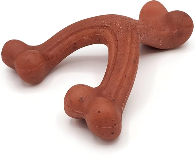 Nylabone Strong Chew Wishbone Dog Toy Made with Real Bacon, Durable Chew Toys for Aggressive Chewers, Long Lasting Dog Bone, Keeps Dogs Busy, Small Breeds - Up to 25 lbs