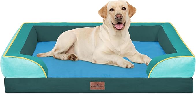 Comfort Expression Orthopedic Dog Bed for Extra Large Dogs 42x30 Inch, Waterproof Egg Crate Foam XL Pet Bed with Bolsters, Dog Couch with Washable Cover & Non-Slip Bottom, Seattle