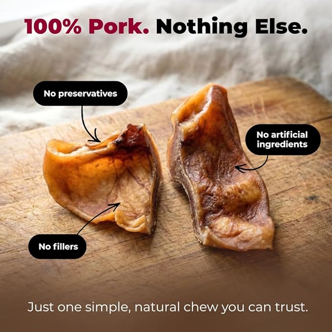 Best Pet Supplies GigaBite Half-Cut Pig Ears for Dogs - All-Natural Slow-Roasted Chews that Clean Teeth and Satisfy Aggressive Chewers - 40 Pack for Medium, Large Dogs