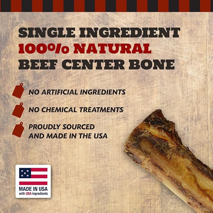 THE COUNTRY BUTCHER 7" Beef Marrow Dog Bones for Aggressive Chewers, Large Breed Dog Treat, Natural, Tough, Chew Toy, Made in the USA, 6 Count