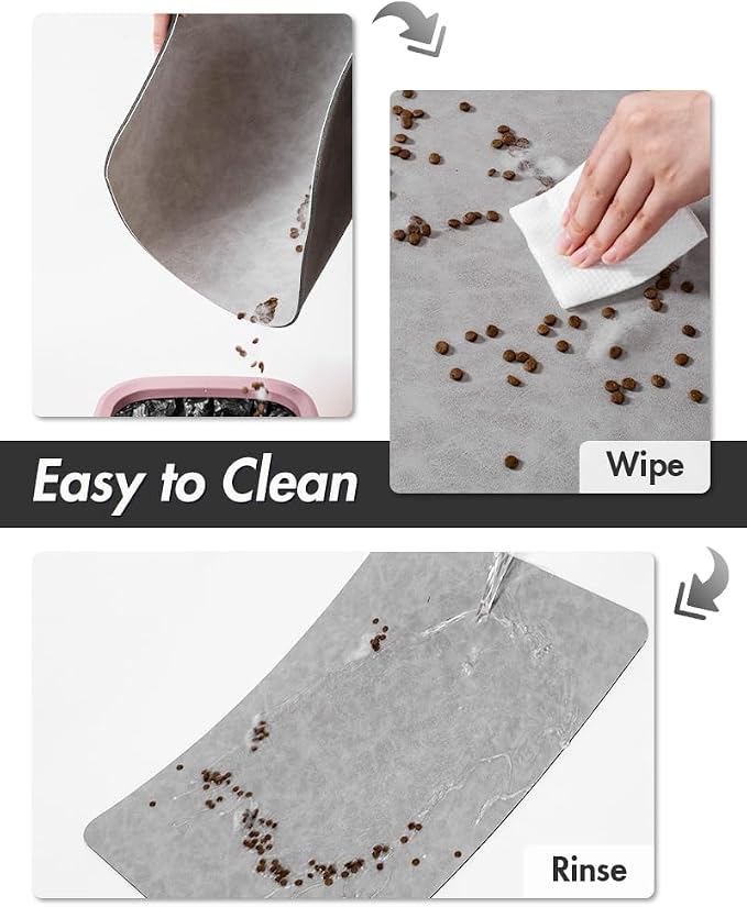 MontVoo-Absorbent Pet Feeding Mat-No Stains Pet Mat for Food and Water Bowl-Quick Dry Cat & Dog Food Mat Water Dispenser Mat-Pet Supplies Mat-Dog Water Bowl Mat for Messy Drinker,（LightGrey,17"x28"）