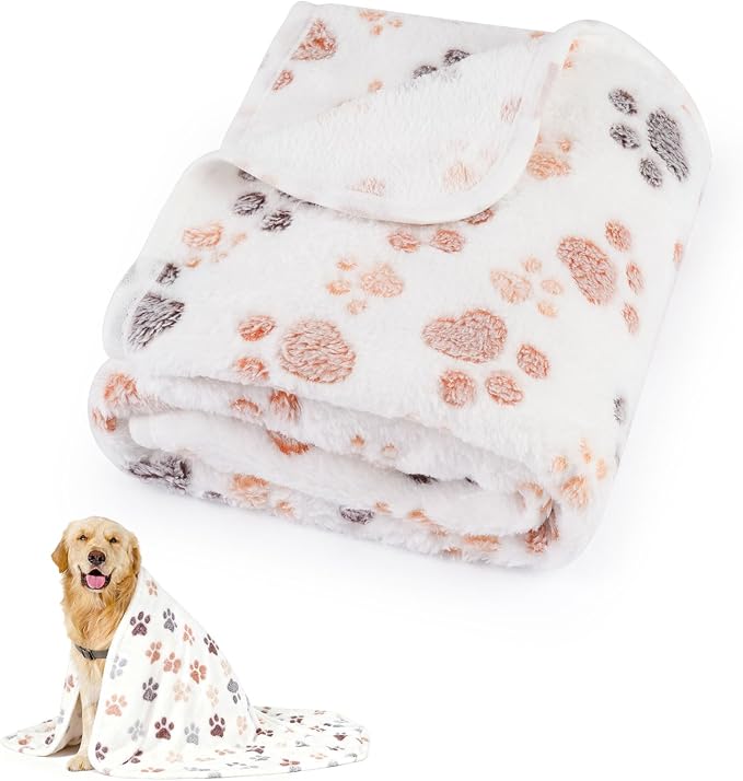Dog Blankets for Medium Dogs, Cat, Premium Soft Dog Blankets for Small Dog Washable, Puppy Blanket Dogs Essentials for Puppies (1, White, 41" x 30")
