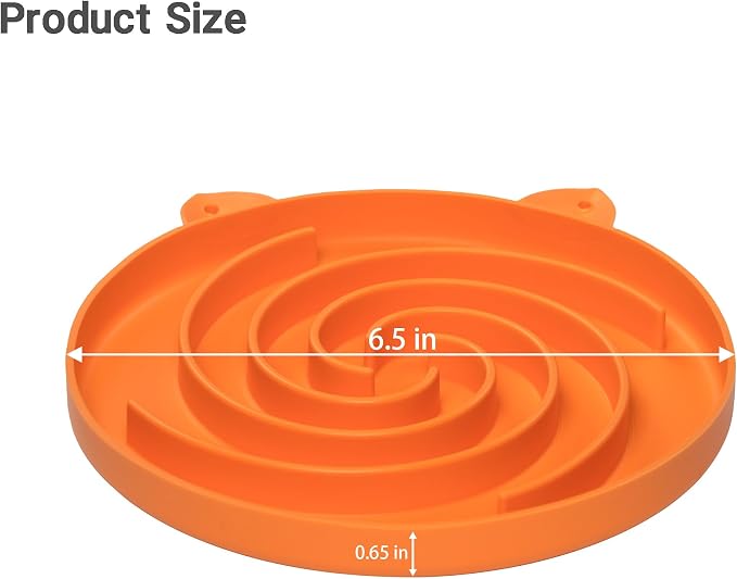 Bifeaw Slow Feeder Cat Bowl, Easy to Clean Silicone Bowl, Ideal for Dry and Wet Food (Orange and Cyan)