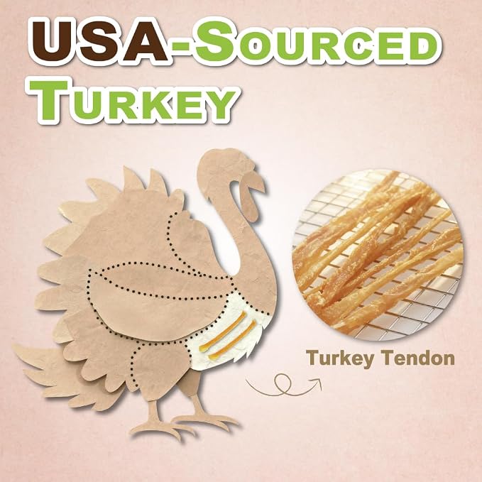 A Freschi srl Turkey Tendons for Dogs, Long-Lasting, Hypoallergenic Rawhide Alternative, Human Grade, Healthy Puppy Chews, Natural Dog Treats for Large Dogs, Bone (L), 4 Count Pack