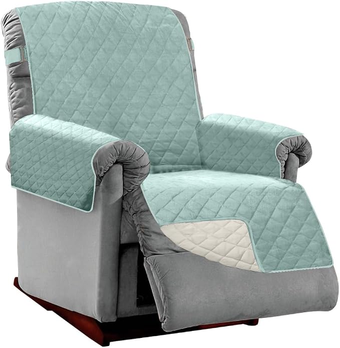 Sofa Shield® Couch Recliner Covers for Dogs, Reversible Furniture Protector with Strap, Stain and Tear Resistant Cushion Cover, 28 inch Seat, Machine Washable Slipcover Pets, Cats, Seafoam Cream