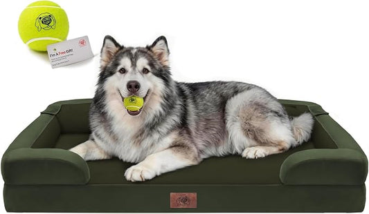 Extra Large Dog Bed - Washable Orthopedic Huge Pet Bed for Big Dogs Waterproof Cover Pet Couch Soft with Memory Foam with Bolster, 48 x 30