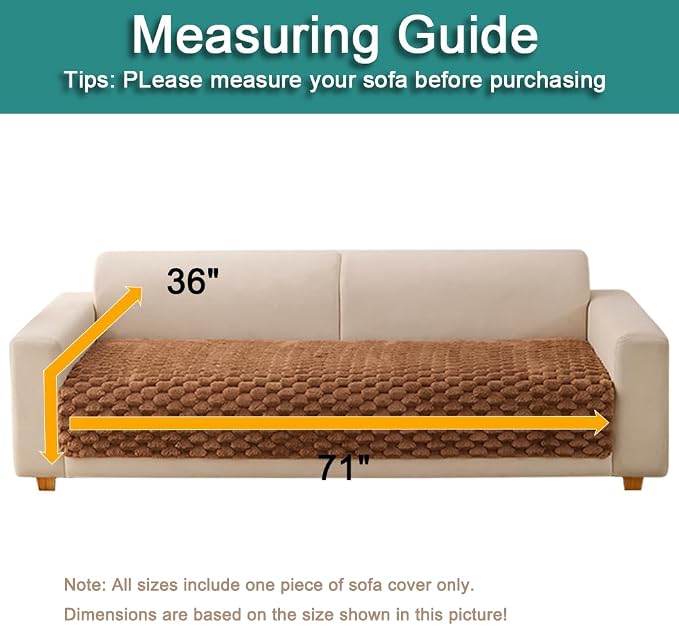 Awjcsv Couch Cover for Dogs Washable, Waterproof Couch Covers for 3 Cushion Couch Sofa Pet Friendly, Soft and Anti Slip (Coffee, 1pc/36"x 71")