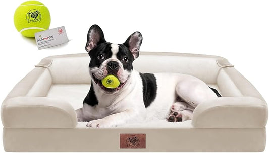 Dog Beds for Medium Large Size Dogs - Orthopedic Washable, Removable Non-Slip Memory Foam Pet Couch Bolster Cover,30 x 20