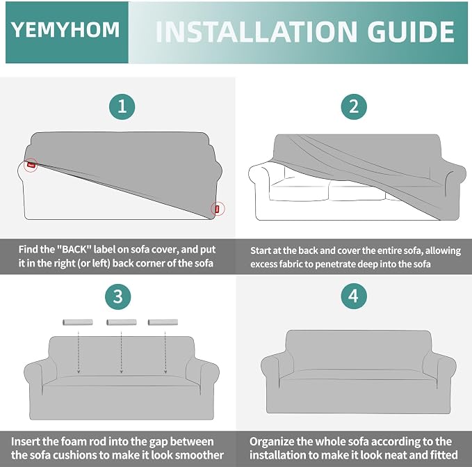 YEMYHOM Couch Cover Latest Jacquard Design High Stretch Sofa Chair Covers for Living Room, Pet Dog Cat Proof Armchair Slipcover Non Slip Elastic Furniture Protector (Small, Leaf Pattern Light Gray)