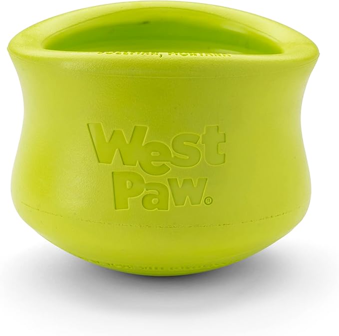 West Paw Zogoflex Toppl Interactive Treat Dispensing Puzzle Dog Toy for Mental Stimulation & Enrichment-Holds Kibble & Treats-Lickable, Freezable & Dishwasher Safe-Made in USA-Small-Granny Smith Green