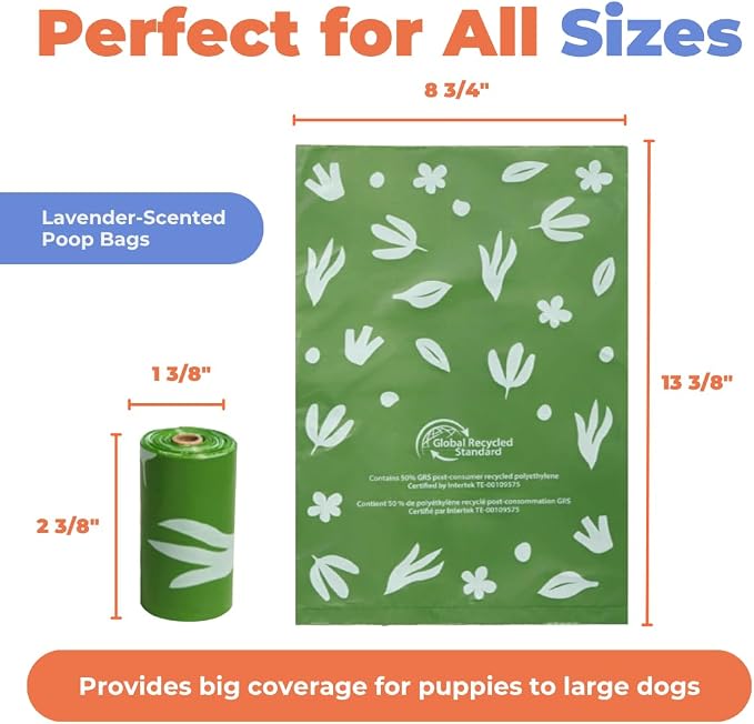 Best Pet Supplies Dog Poop Bags for Waste Refuse Cleanup, Doggy Roll Replacements for Outdoor Puppy Walking and Travel, Leak Proof and Tear Resistant, Thick Plastic - Green (Scented), 600 Bags