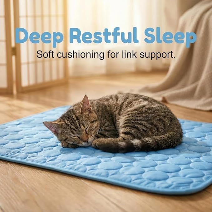 Dog Cooling Mat, 2026 New Cool Pet Pad, Self-Cooling, Pressure Activated Mat for Dogs & Cats, Stay Cool & Dry, Washable, Non-Slip Pet Bed Mat for Floors, Sofas, Kennels (Blue, XLL(59.1 x 39.4 in))