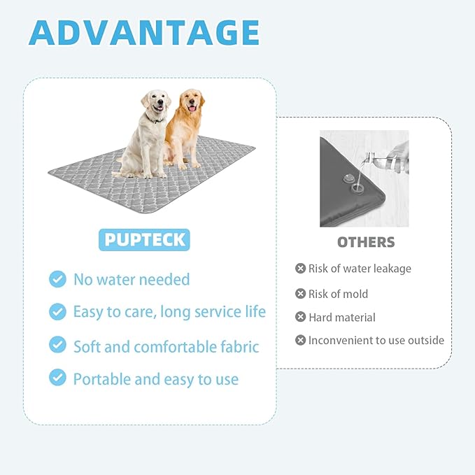 PUPTECK Dog Cooling Mat Pad for Medium Large Dogs, Cooling Blanket for Kennels Crate Floor, Dog Cat Summer Sleeping Bed Outside, Washable & Portable, X-Large 40"x60"