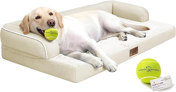 Comfort Expression Washable Orthopedic Large Sized Dogs - Huge Large Dog Bed with Removable & Waterproof Cover Soft Pet Couch with Foam Support for Big Size Dogs with Bolster, 45x35