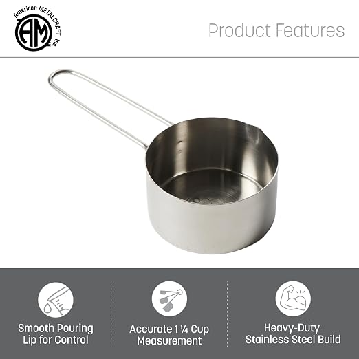 American Metalcraft MCW125 Stainless Steel Measuring Cup, Wire Handle, 1 1/4-Inch Cup