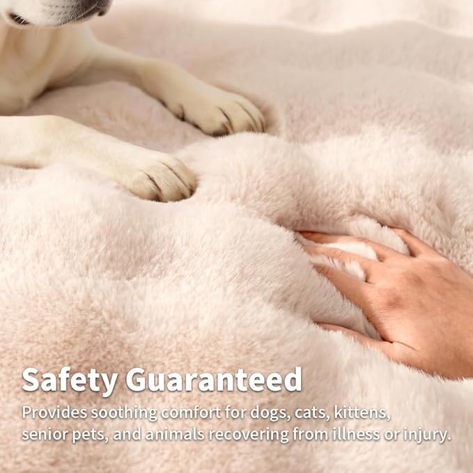 SOMAHE Dog Blanket, Reversible Sherpa & Bubble Fleece Pet Throw, Ultra-Soft Plush for Medium Dogs, Machine Washable, Anti-Static, Warm & Cozy, 39"×31" Inch White