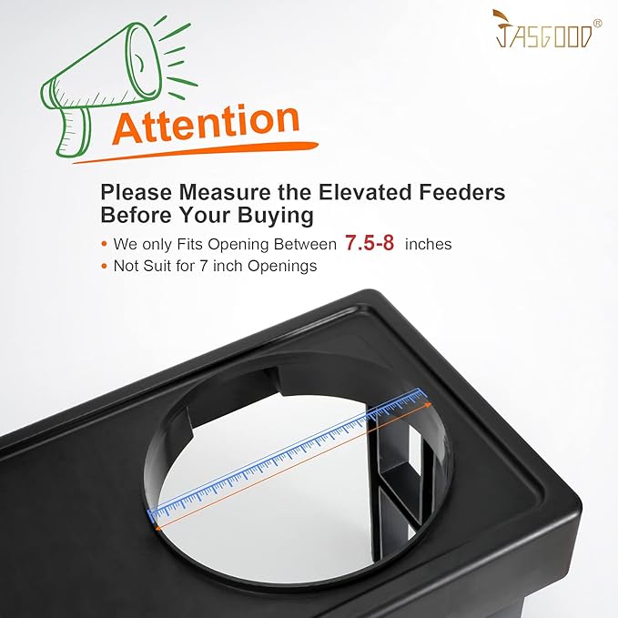 JASGOOD Dog Feeder Slow Eating Pet Bowl for Raised Pet Feeders Preventing Choking Food Water Bowl Elevated Diners Replacement Bowl (Black,Fit Opening 7.5"-8") (Pack of 2)