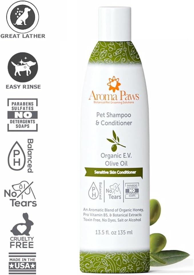 Dog Shampoo – Sensitive Skin Conditioner Formula, Oatmeal Free Skin Soother, Organic Olive Oil,13.5 Ounce,511