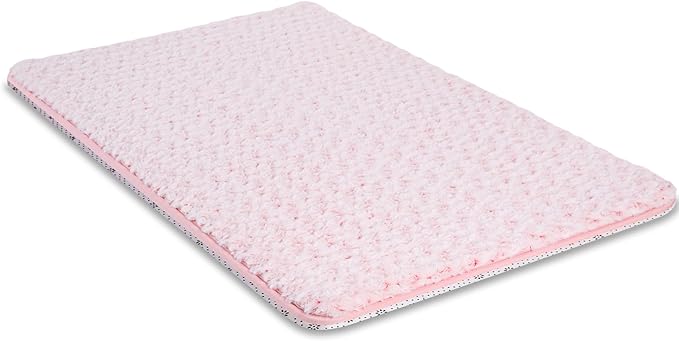 Dog Bed for Crate High Resilience Foam Crate Pad Mat for Medium Large Dogs Washable Anti-Slip,35" x 22", Pink