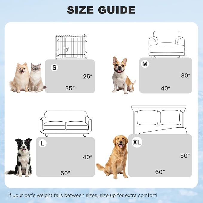 ZOMISIA Cooling Blanket for Large Dogs - Breathable Air-Core Fill Lightweight Pet Mat, Soft Cold Blanket Washable for Summer, Grey, 40"x50"