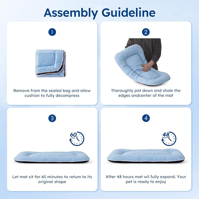 ZOMISA Cooling Dog Bed Q-MAX >0.5, Cooling Crate Mat for Extra Large Dogs, Cold Kennel Pad XXL with Chill Breathable Washable Fabric for Summer, 47x29x2'', Blue