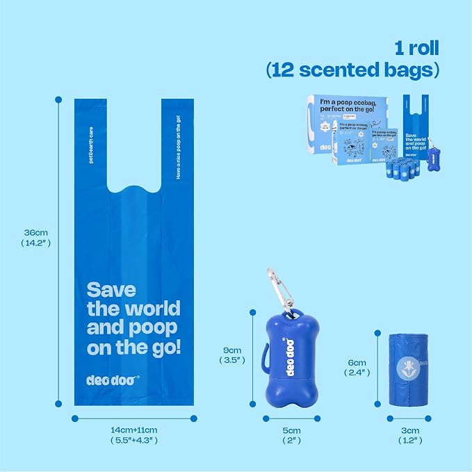 Deo Doo Dog Poop Bags with Handles 9 Rolls 108 Counts Big Sizes Leak Proof and Extra Thick Waste Bags Refill Rolls for Walking Small Medium Large Dogs Cats Litter With Holder Iris Scented